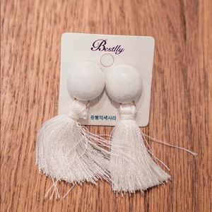 White tassel earrings
